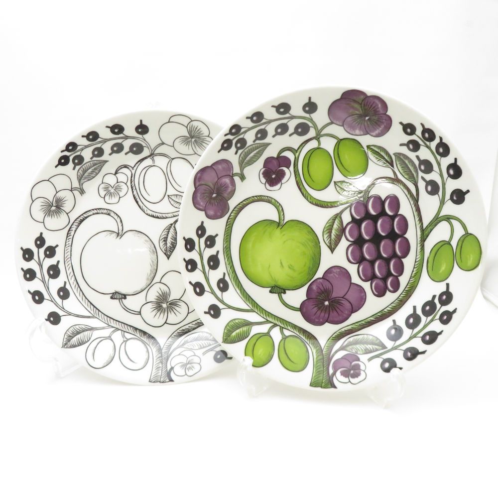 ARABIA アラビア パラティッシ ブラック＆パープル 大皿 3枚 セット 26cmプレート 旧刻印 SC8993G1