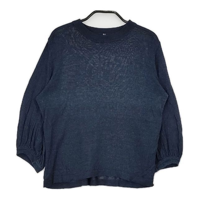 45rpm 　美品 ギマニットカットソー 45R/45rpm インディゴギマニットギャザーTシャツ 定価25300円 ニット