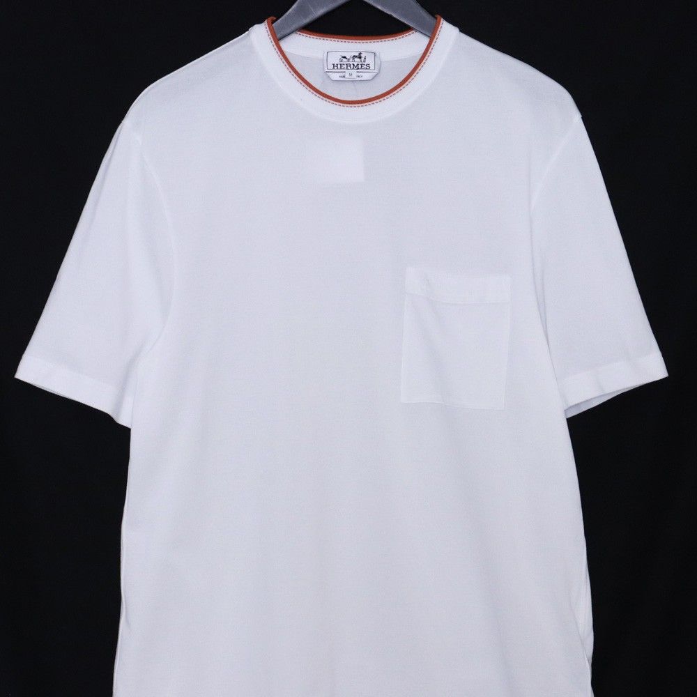 【新品未使用タグと箱付き】HERMES サドルステッチ Tシャツ Mサイズ HERMES サドルステッチ サイレックス コットン Tシャツ Mサイズ