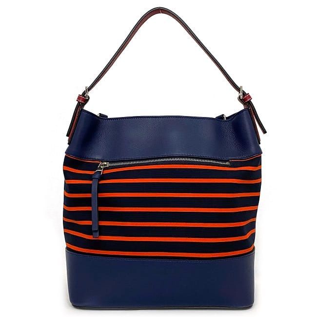 LOEWE ネイビー 巾着型バッグ 日本直送 名牌中古包 】LOEWE ロエベ アナグラム ナッパレザー