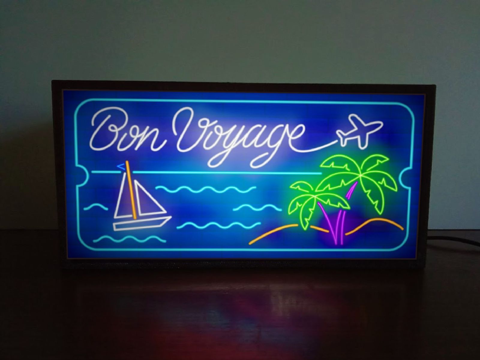 良い旅を~bon voyage 旅 サイン 看板 置物 雑貨 LEDライトBOX