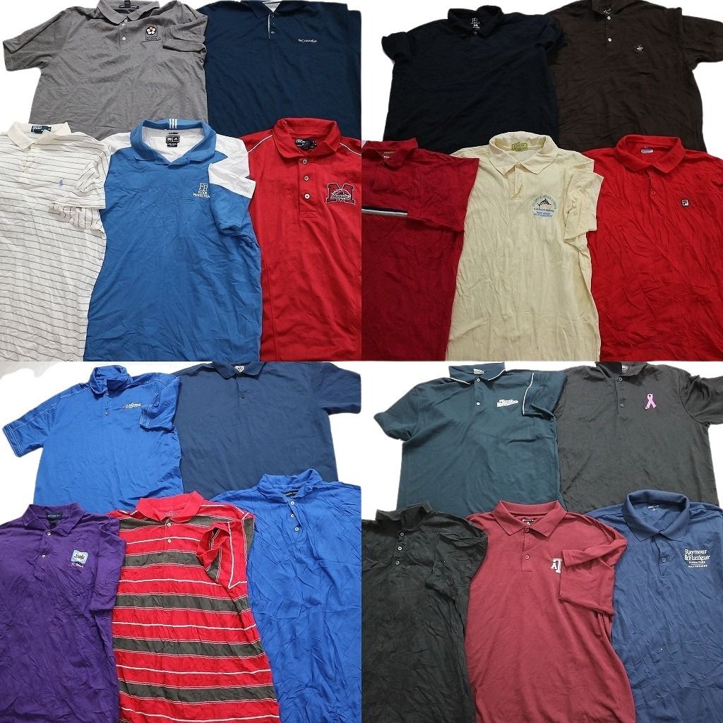 古着卸 まとめ売り 半袖ポロシャツ 20枚セット (メンズ XL ) 無地 コロンビア ラルフローレン フィラ MS2833