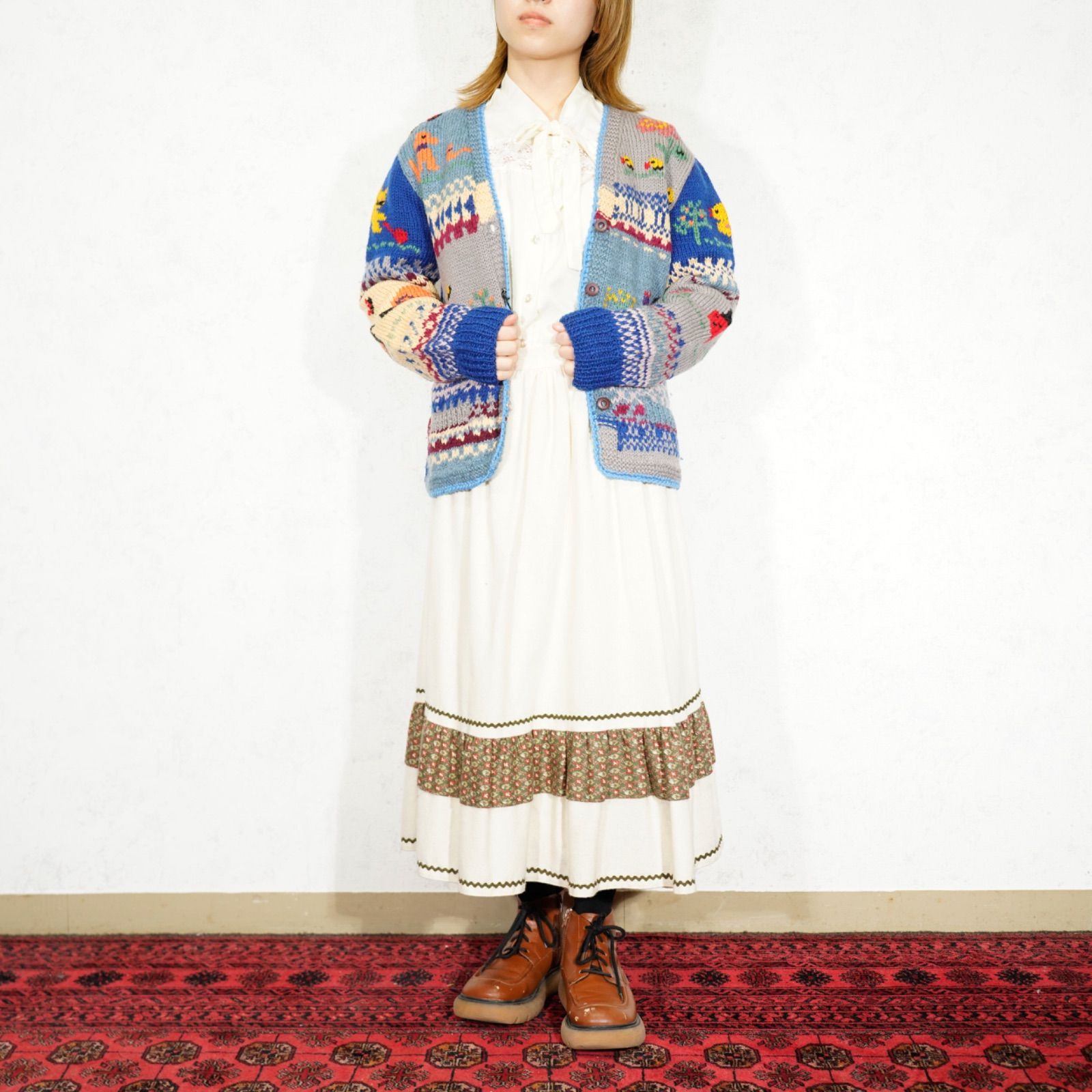 SPECIAL ITEM* USA VINTAGE ANIMAL PATTERNED DESIGN HAND KNIT