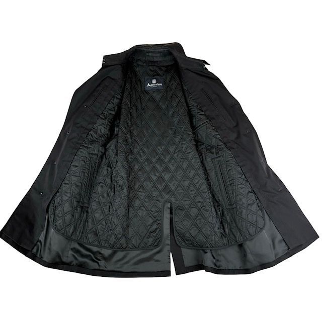 中古 アクアスキュータム Aquascutum トレンチコート 黒 シルク混 