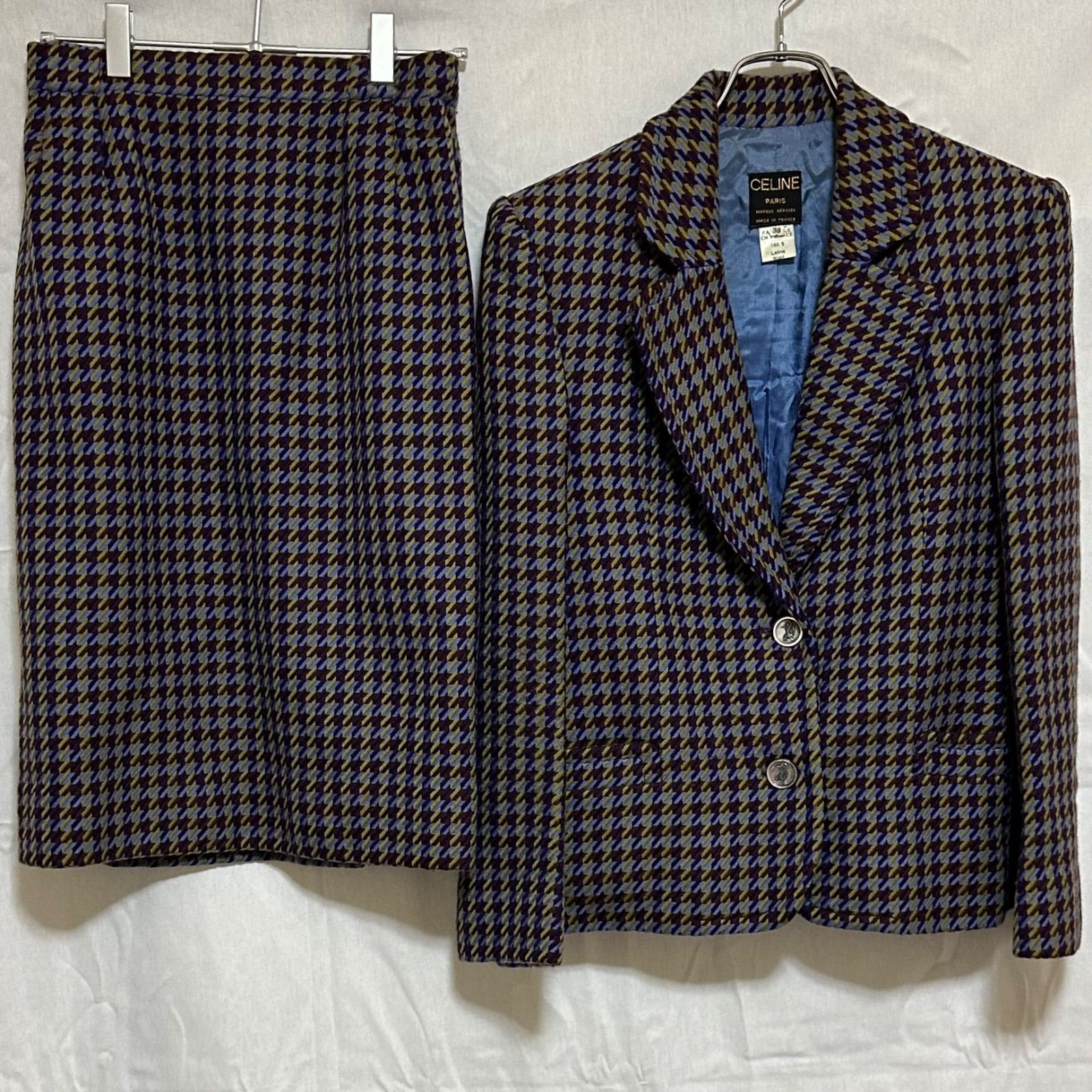 Z938 CELINE セリーヌ レディース 【38】 スーツ セットアップ 千鳥格