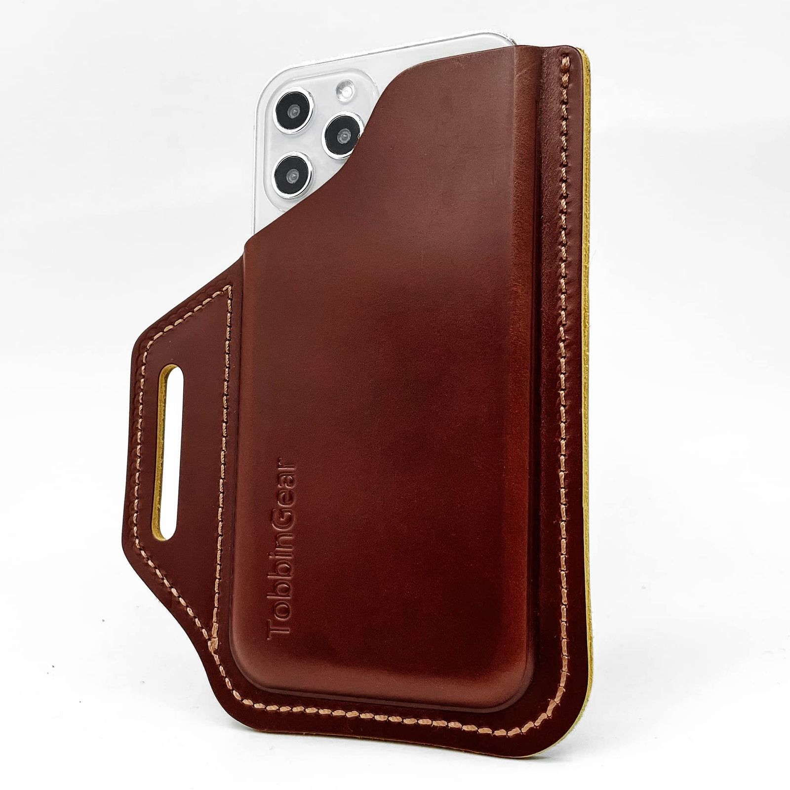 TobbinGear レザーベルト携帯電話ポーチ、レザー携帯電話