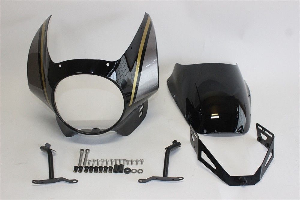 XSR 900 XSR900 xsr900 2025 以降 ビキニカウル フロントカウル 黒艶あり - スモーク スクリーン-ステー セット