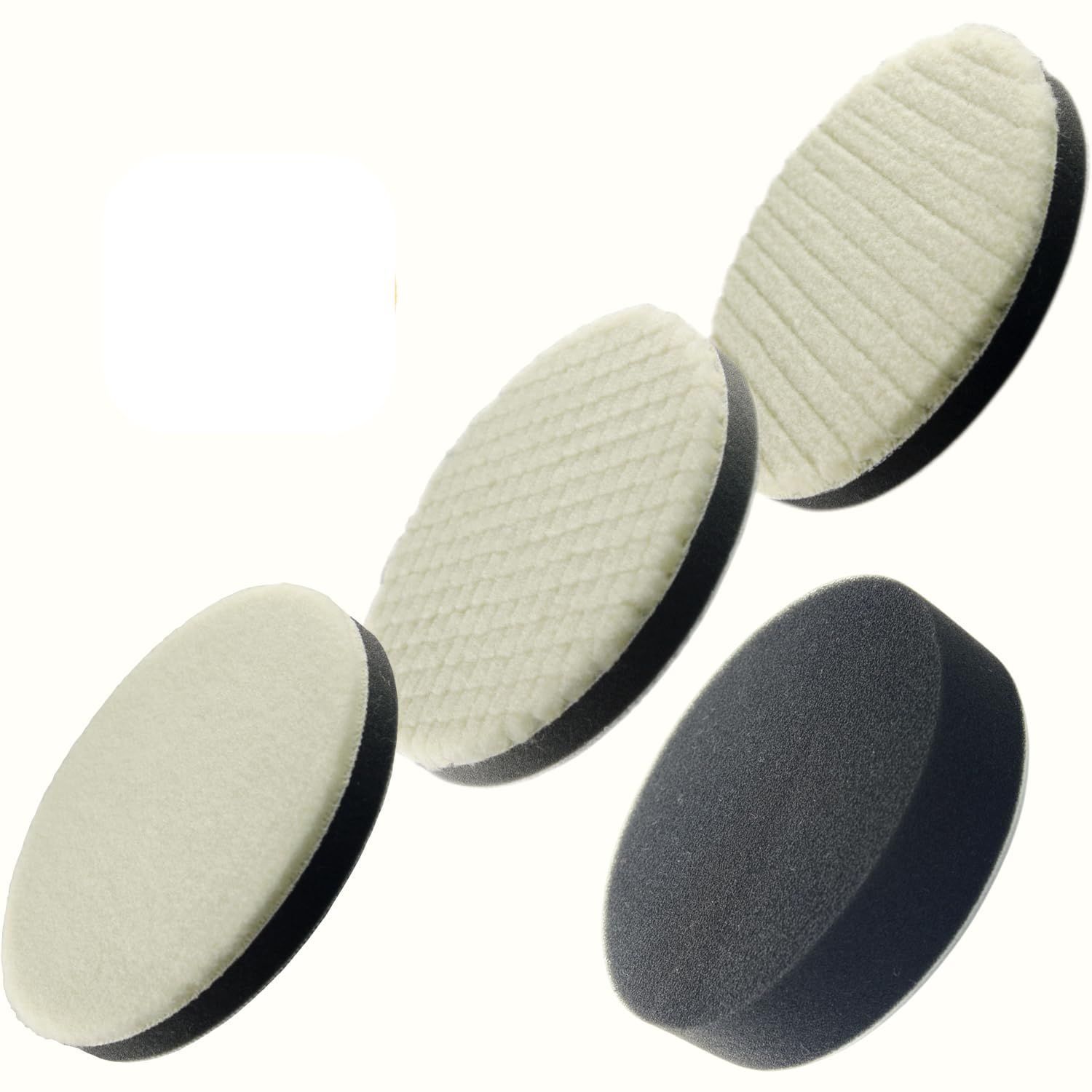 4個セットA 3ウールバフ 1 細スポンジ マジックテープ式 研磨スポンジ 125mm スポンジバフ ポリッシャーバフ