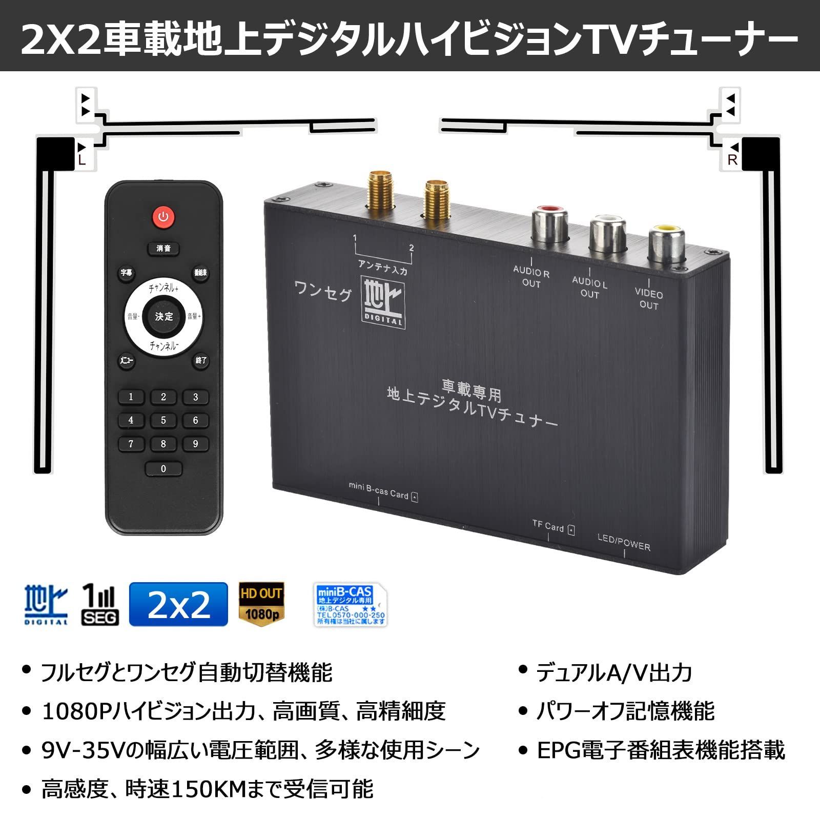 EONON 地上デジチューナー フルセグチューナー ハイビジョンテレビチューナー HDMI対応 車載用 地デジタル (V0050) DC - 1