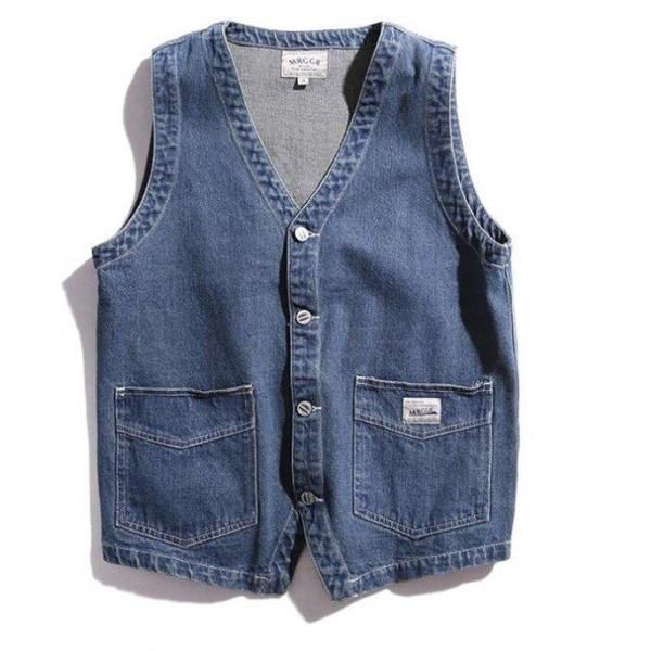 YANUK サーマルデニムベスト・ジレ ブルー 新品 ベスト メンズ ジレ デニム ノースリーブ サマージャケット