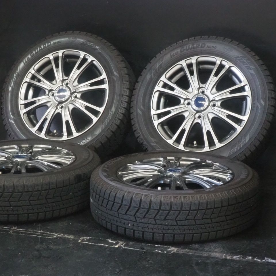 20年製 バリ山 ヨコハマ iceGUARD iG60 | ABATIS EW 165|65R14 | 4.5J 45 100 4H 4本 スタッドレス ハスラー タンク ルーミー パッソ等