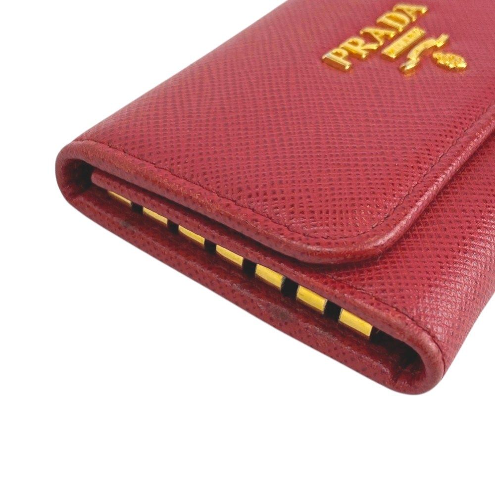 ■中古■　プラダ 6連 キーケース 鍵 サフィアーノ レザー GP レッド FUOCO 1PG222 箱 【16725】1 □中古□ プラダ 6連 キーケース 鍵 サフィアーノ レザー GP レッド