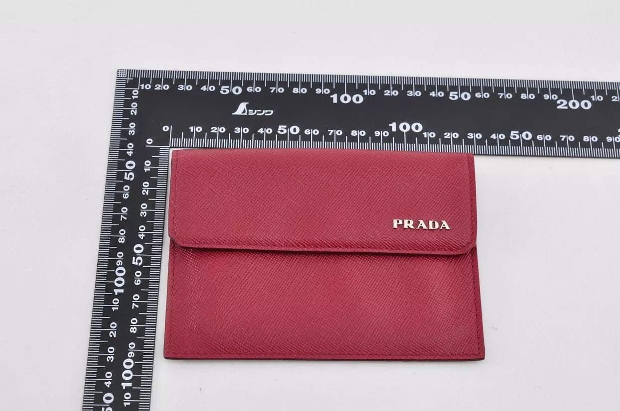 PURADA カードケース名刺入れ 赤 PRADA プラダ ロゴ プレート 赤