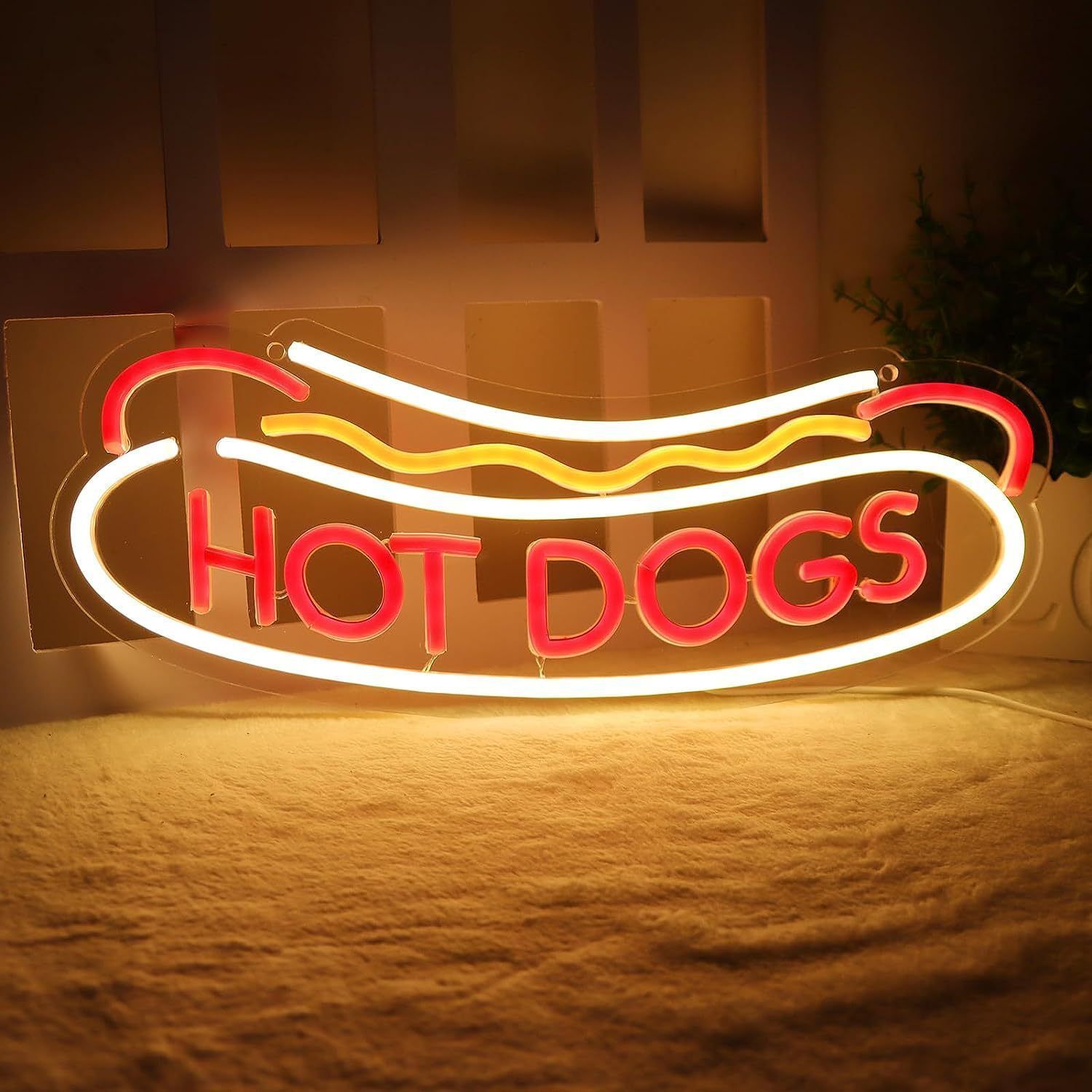 ホットドッグ HOT DOGS ネオンサイン LED 可愛い 個性 デザイン ネオンサイン 居酒屋 喫茶店の装飾 ネオンサイン ネオンライトLEDインテリアライト ネオンラ バー カフェ USB給電 sE0j500