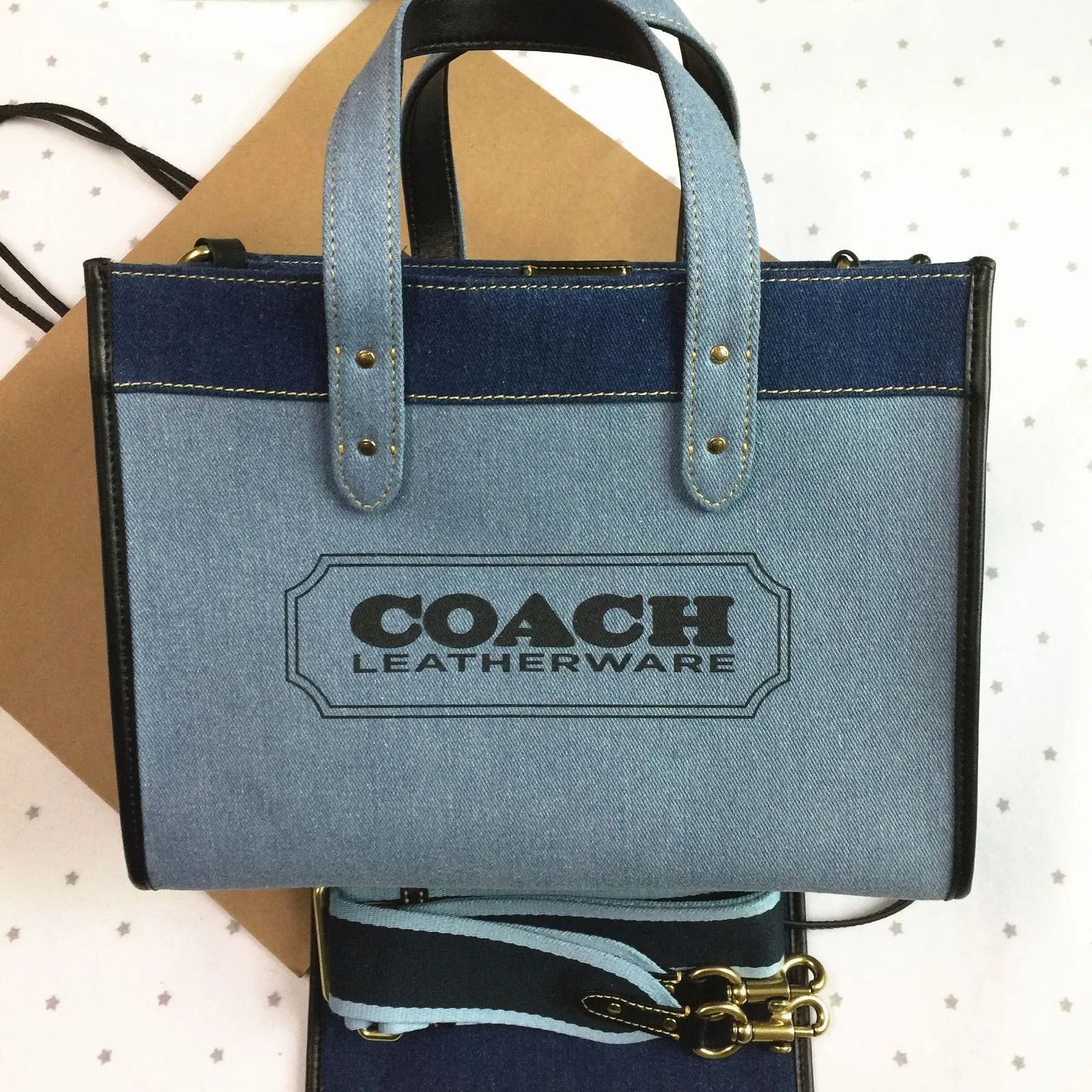 COACH コーチバッグ 89163 デニム ハンドバッグ ショルダーバッグ トートバッグ 2WAYバッグ ポーチ付き アウトレット品 新品未使用 -  メルカリ