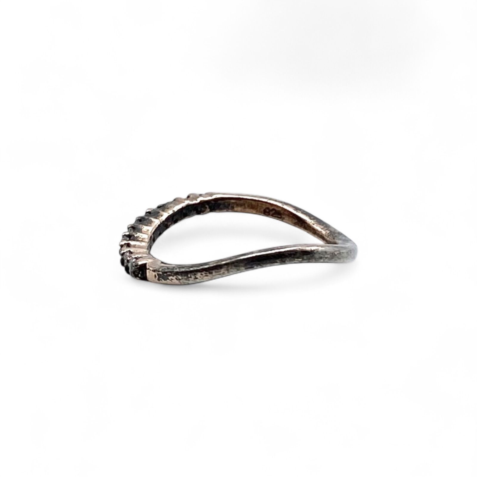 華麗】ジルコニア Silver 925 刻印 80s Vintage Ring シルバー 