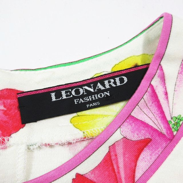 美品 レオナール LEONARD 花柄 カットソー Tシャツ 半袖 クルーネック