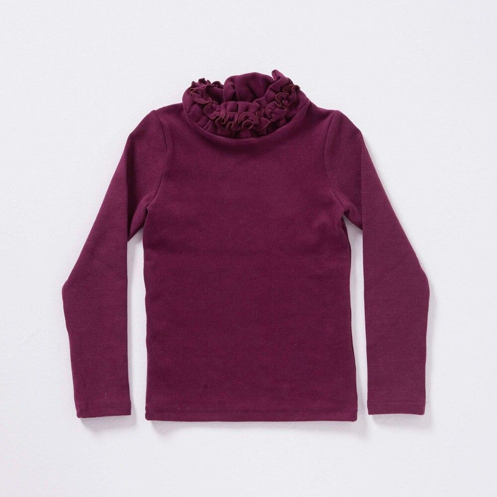 ボルドー  100cm  ルリハイネックロングT 女の子 キッズ 長袖 Tシャツ ロンT 43152102 長袖Tシャツ カットソー タートルネック ハイネック くしゅくしゅ 無地 おしゃれ かわいい オシャレ 可愛い 