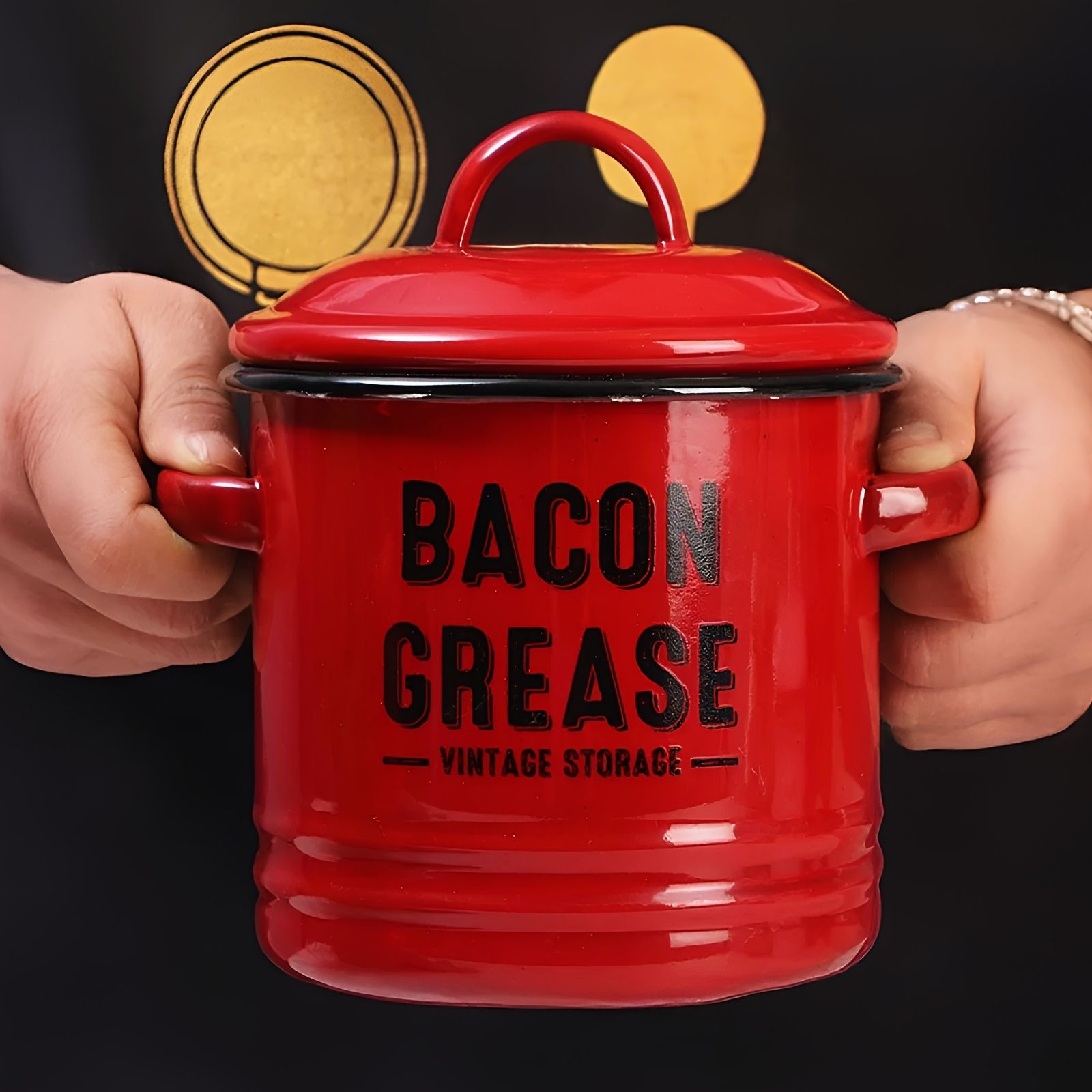 2個のエナメルストレージジャルセット 手作りの厚みのあるスープポットとバターコンテナ 複数のストーブタイプに適しています 赤
