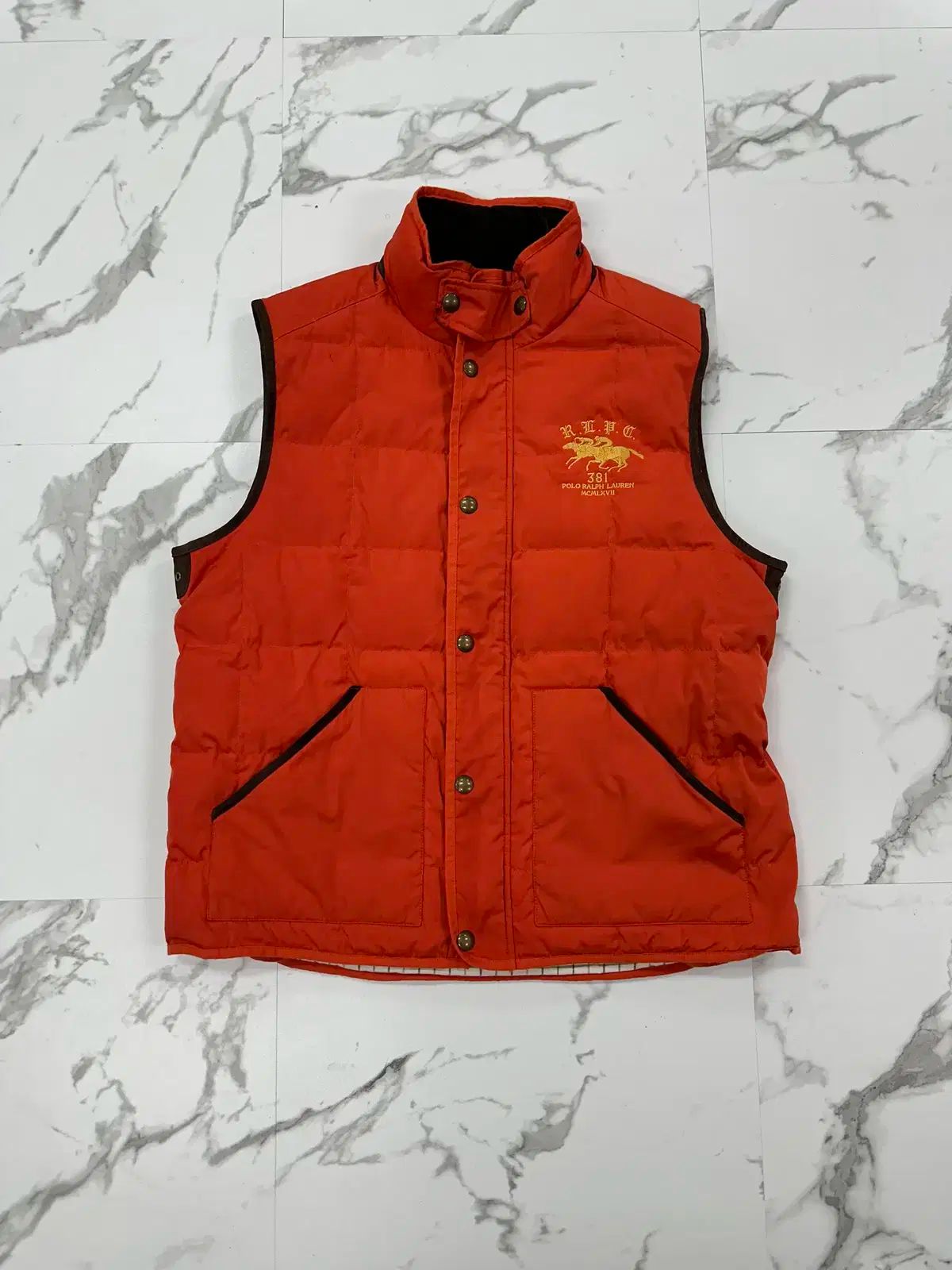 ポロラルフローレン スウェード バイカラー ダウン ベスト