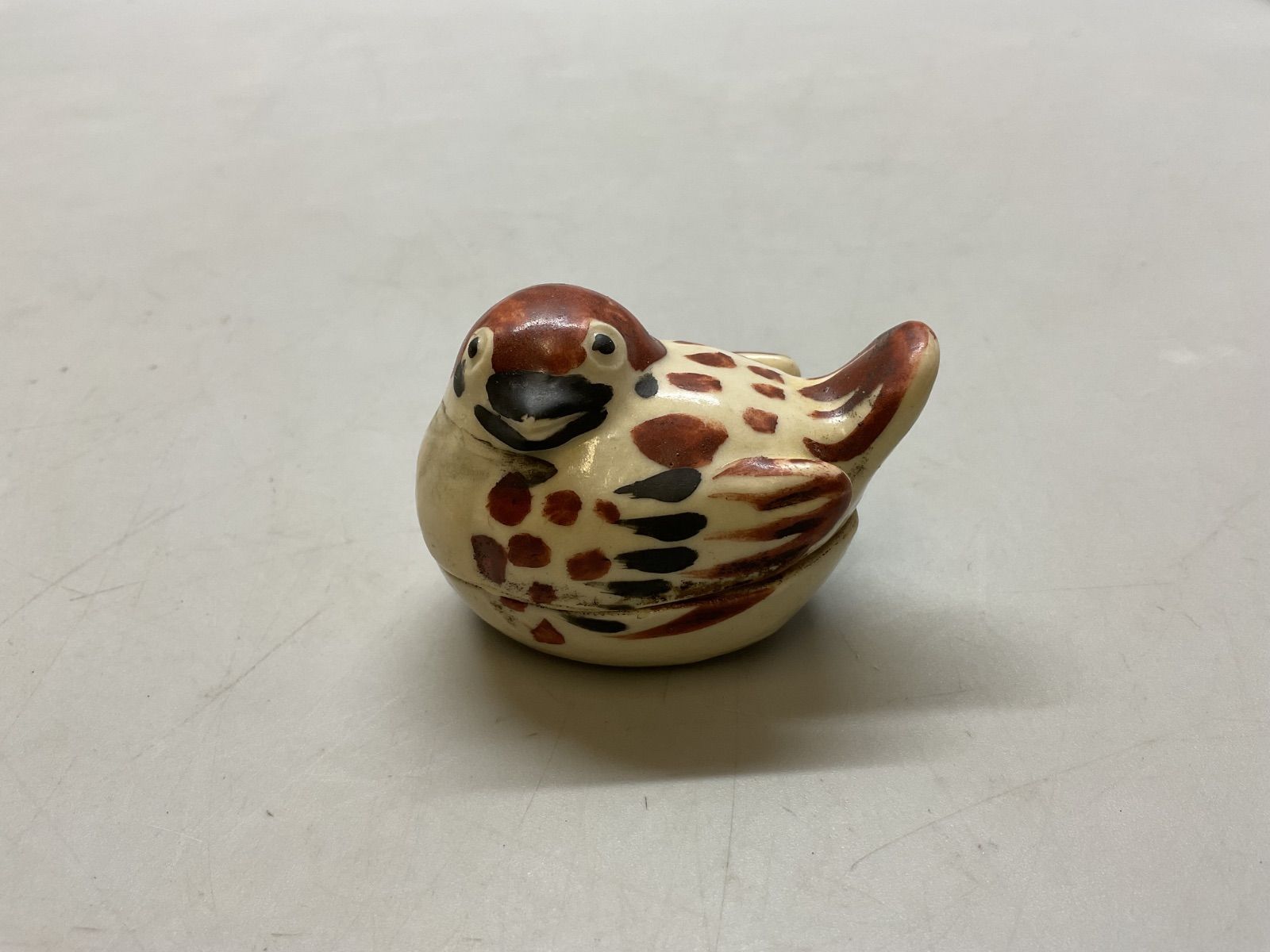 N 宮本直樹 親子鵝 香合 鶏 九谷 陶彫 茶道具 香台 九谷焼 乾甌窯