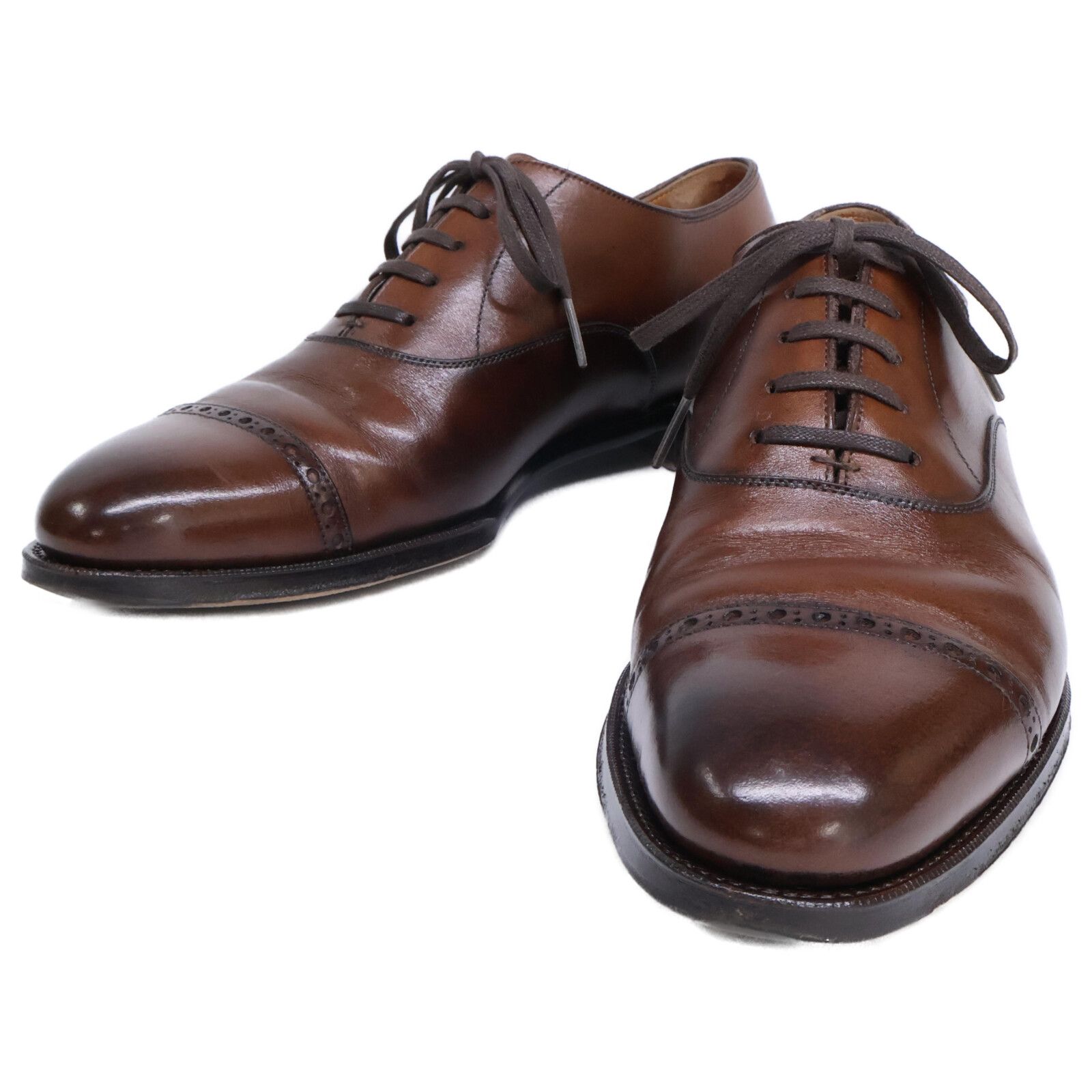 【美品】ブルックスブラザーズ ハイヒール パンチドキャップトゥ 24㎝ ブラウン Church's】チャーチ 三都市 BARCROFT パンチドキャップトゥ