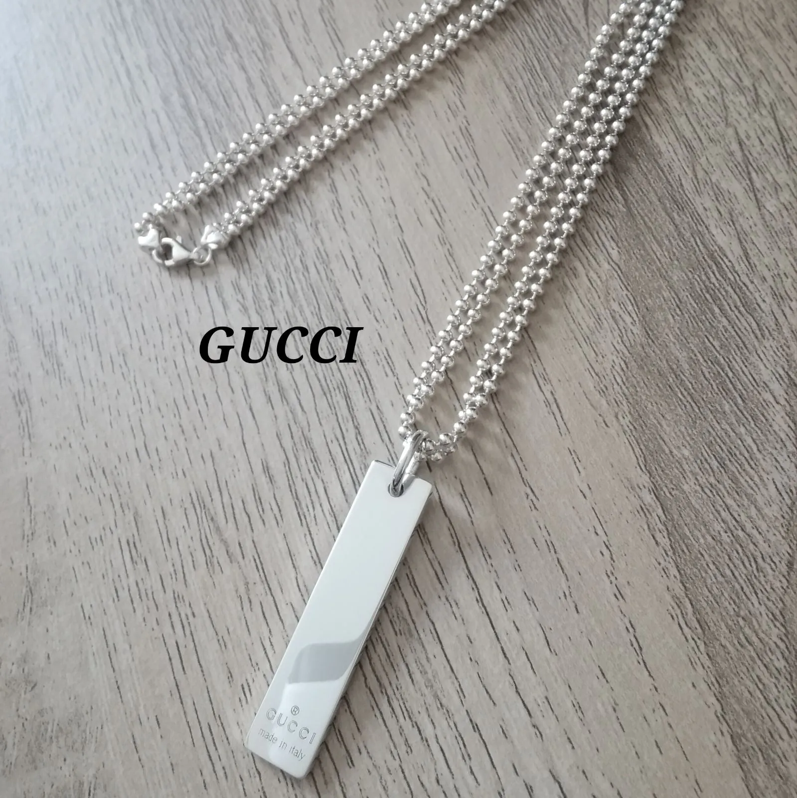 GUCCI グッチ シルバー プレート ダブルチェーン ネックレス