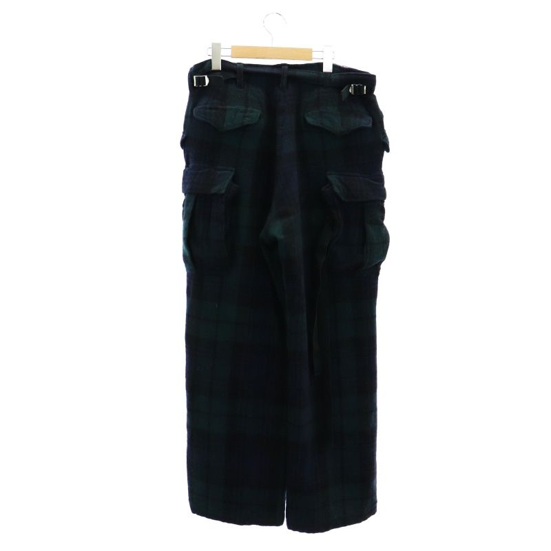 サカイ sacai 23AW チェック カーゴ パンツ ウール ジッパーフライ 