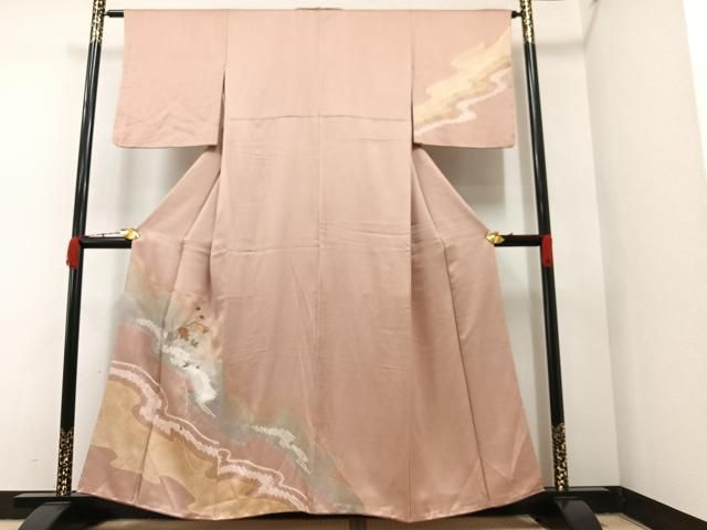 平和屋着物□訪問着 絞り 刺繍 草花文 金彩 正絹 逸品
