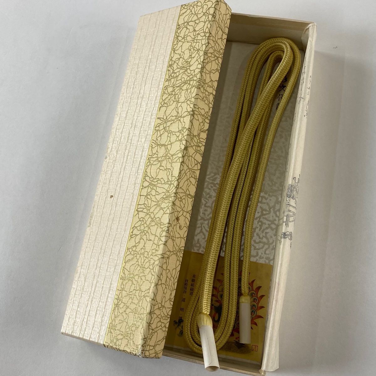 帯締め 美品 名品 無形文化財 有職組紐 道明 薄黄 正絹 和装小物