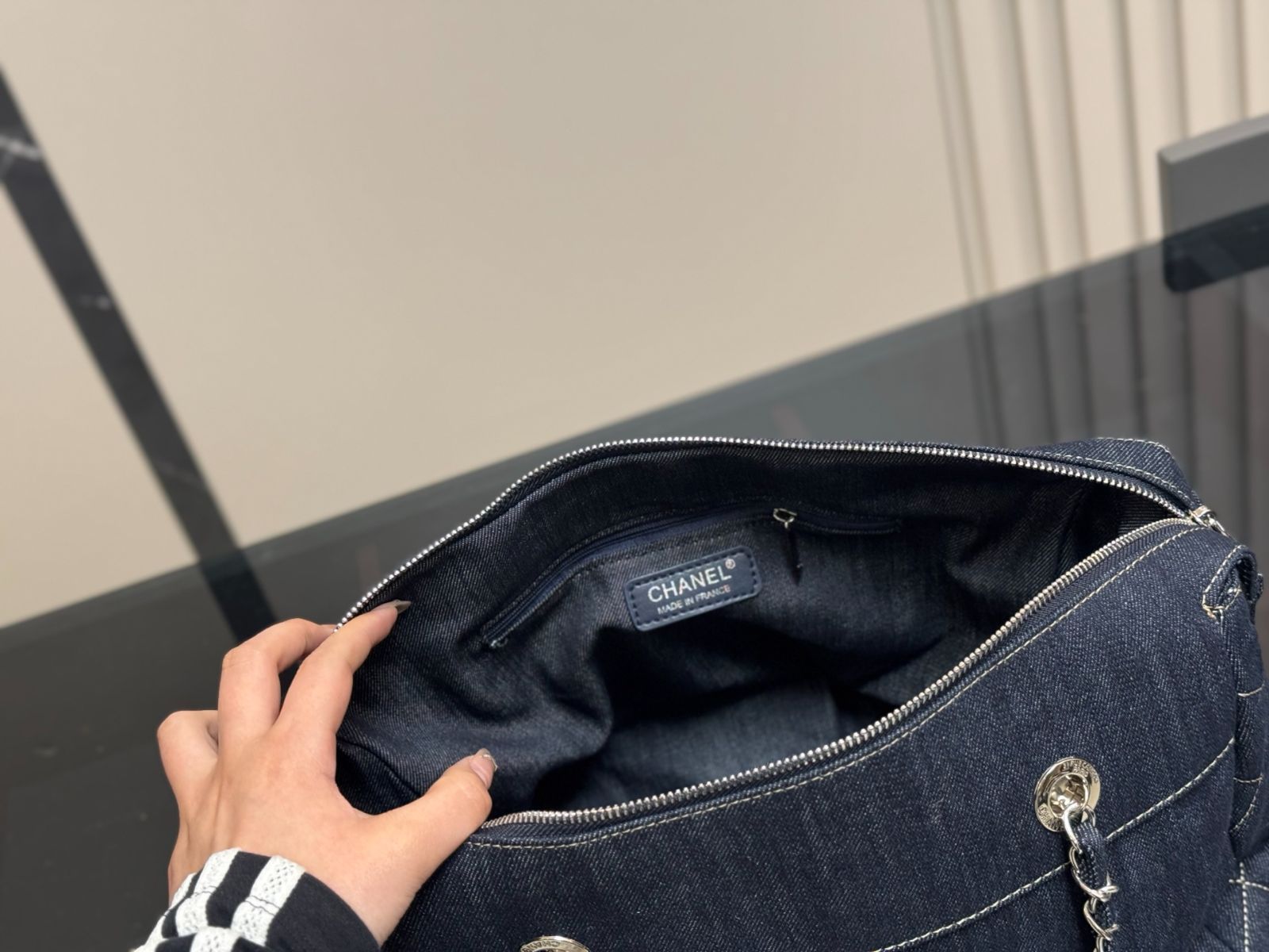 今日特価】Chanel デニム チェーン アンダーアームバッグ～送料