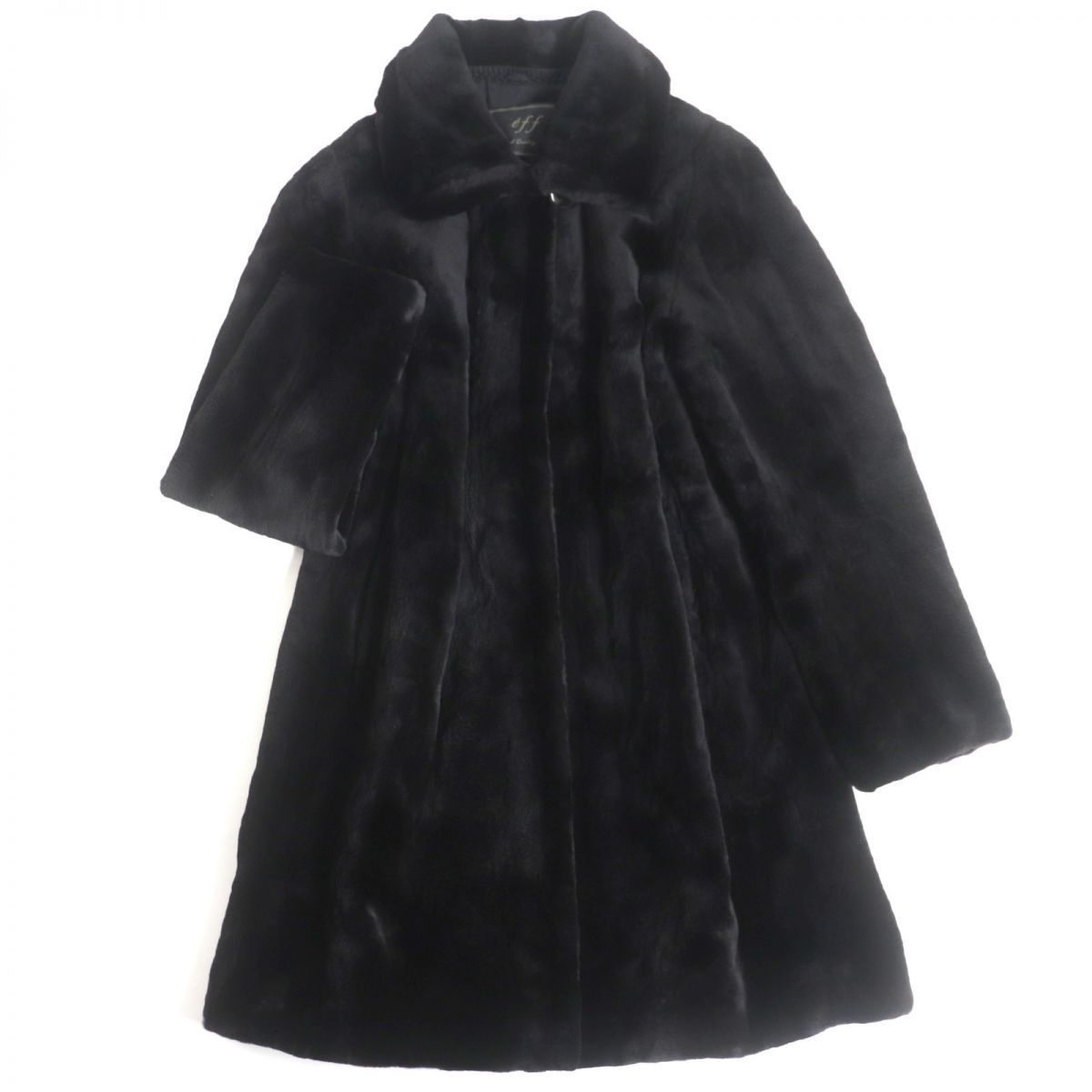 美品▼MINK　シェアードミンク　本毛皮セミロングコート　ブラック　F　毛質柔らか◎ 極美品▽eff MINK シェアードミンク 本毛皮セミロングコート ブラック