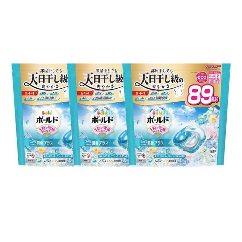 未開梱 P＆G ケース販売 ボールドジェルボール4D爽やかフレッシュフラワーサボンの香り つめかえテラジャンボサイズ89個×3