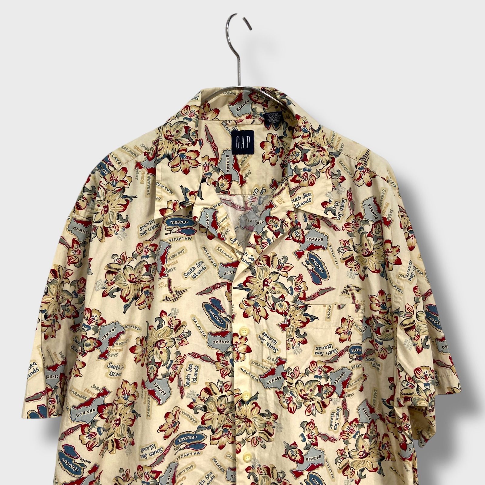 ☆GAP☆ギャップ☆アロハシャツ☆総柄半袖シャツ☆柄シャツ☆オープン 