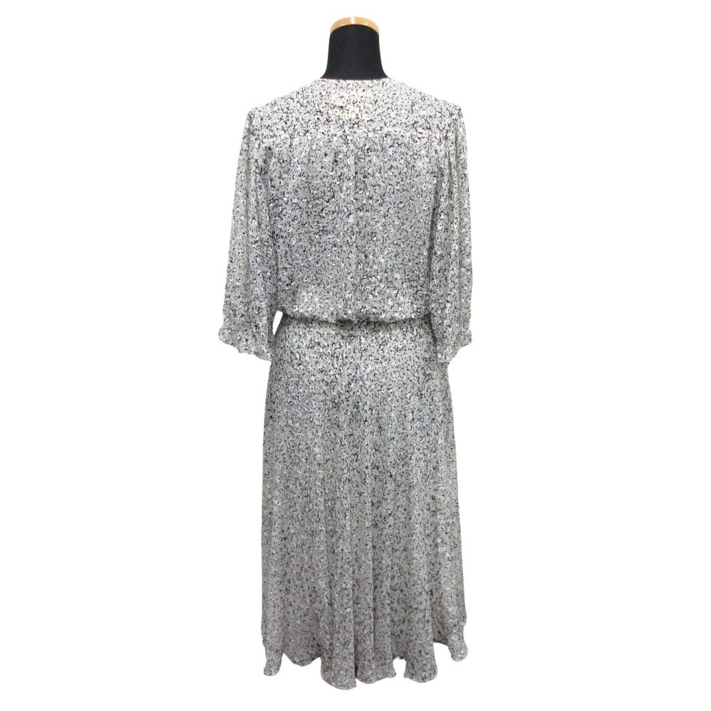 良品 KIMIJIMA キミジマ 総柄 シフォン ロング ワンピース 袖