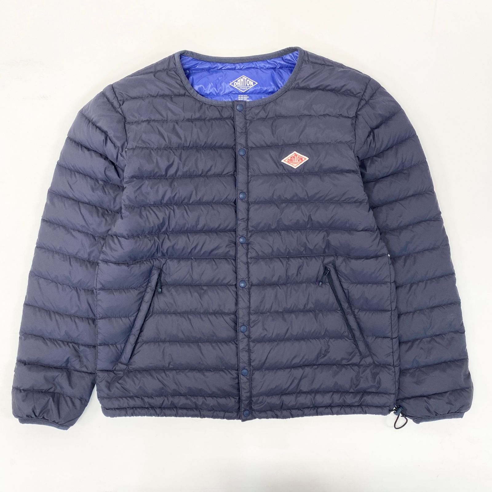 21i29 DANTON ダントン クルーネック インナーダウンジャケット アウター ジャケット JD-8751 42サイズ ネイビー メンズo07t