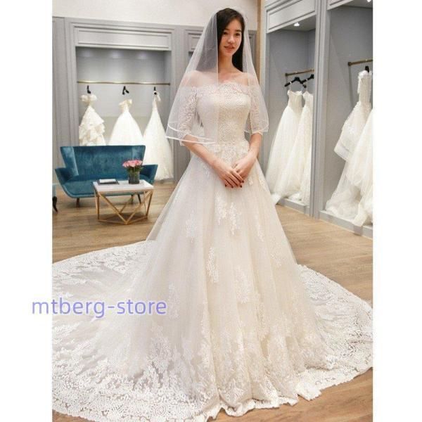 ウエディングドレス 花嫁 結婚式 韓国 大きいサイズ ウェディングドレス aラインドレス ホワイト 二次会 Aライン 披露宴 ブライダル 結婚式