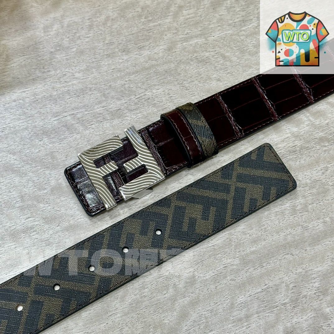 FENDIカジュアルベルト ラウンド FFベルト レザー ブラック | Fendi