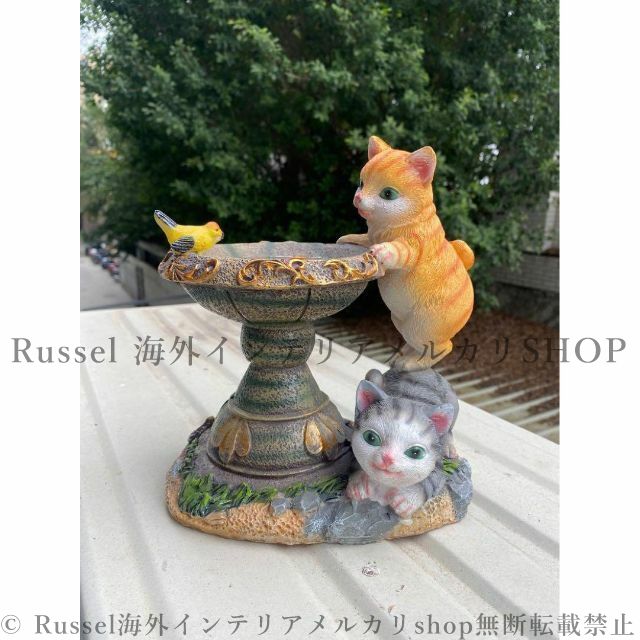 おすすめ かわいい2匹の猫 ガーデンライト ソーラーLEDライト