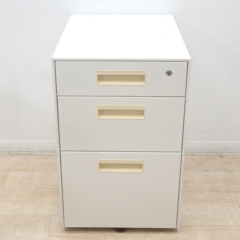 プラス PLUS 3段ワゴン AS-F046SC-3 ホワイト 収納ワゴン デスクワゴン 引き出し サイドキャビネット 袖机 鍵無 EG18999 オフィス家具