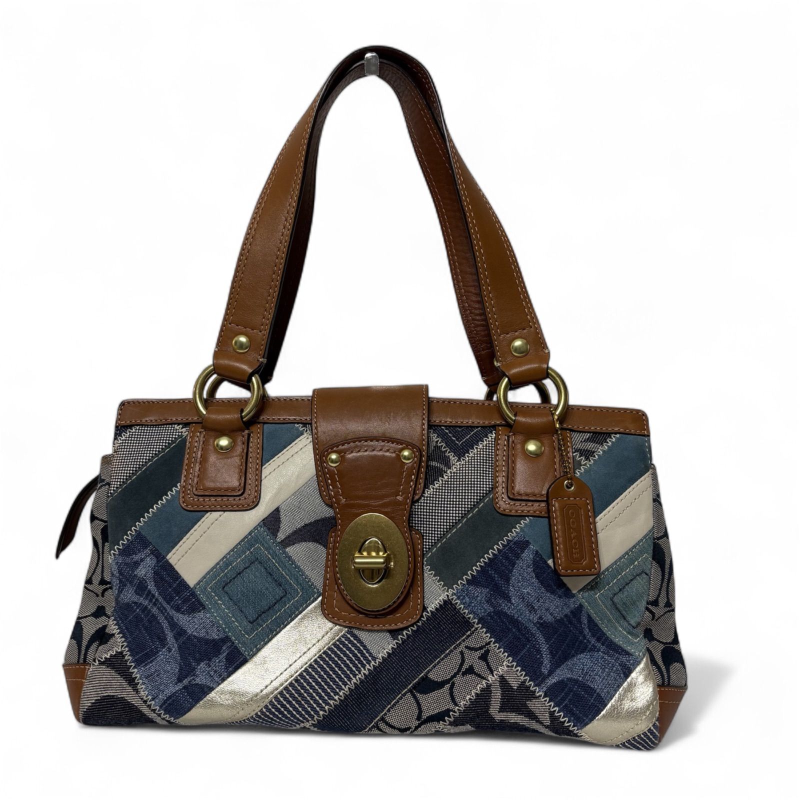 COACH turn lock patchwork denim tote bag COACH コーチ ハンドバッグ