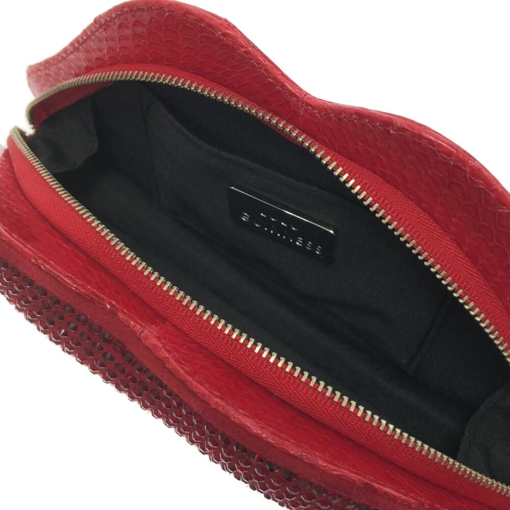 【美品】ルルギネス／リップ ポーチ クラッチバッグ LULU GUINNESS (ルルギネス) レディース リップポーチ レッド