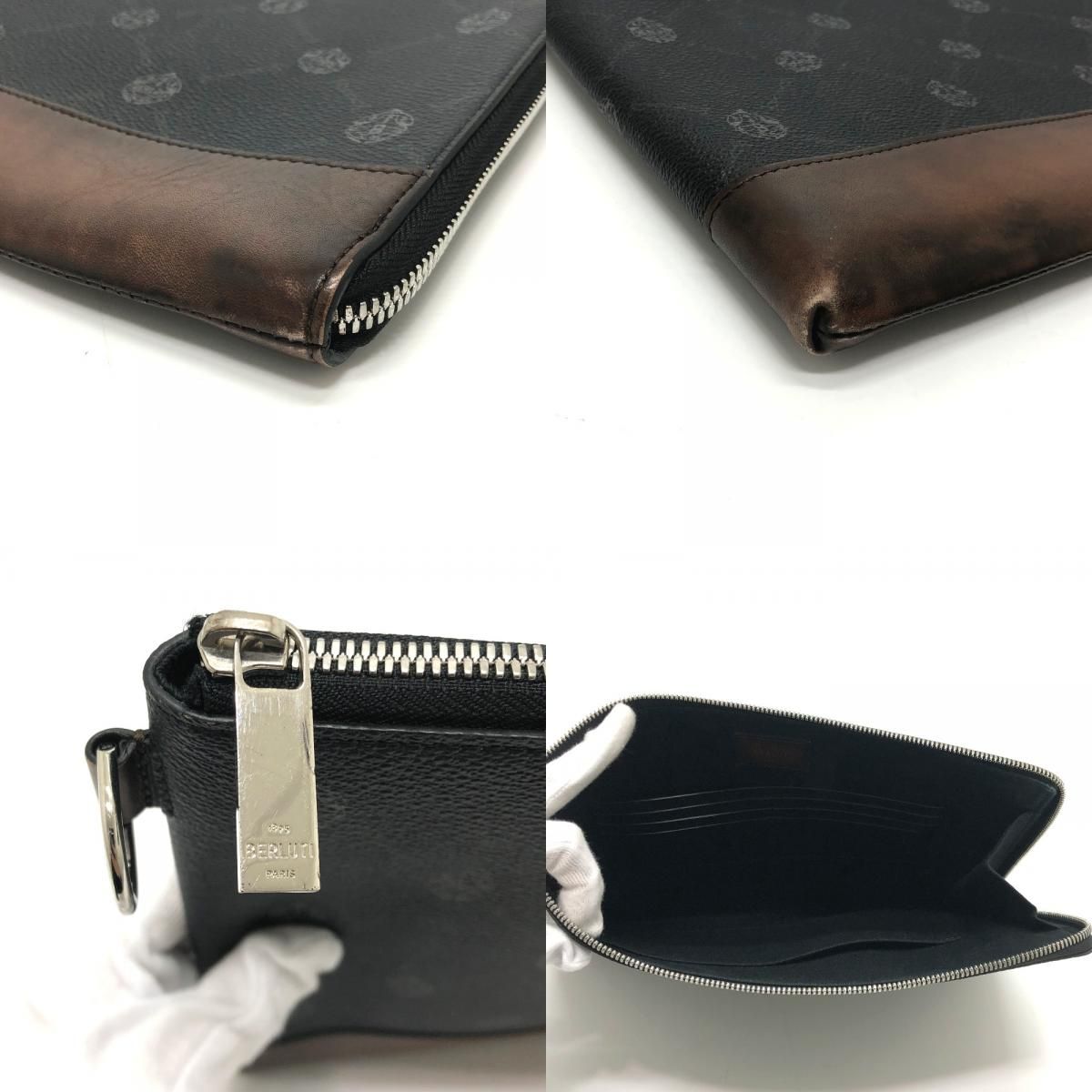 ベルルッティ E1129 シグネチャー ロゴ クラッチバッグ レザー ベルルッティ E1129 シグネチャー ロゴ クラッチバッグ レザー