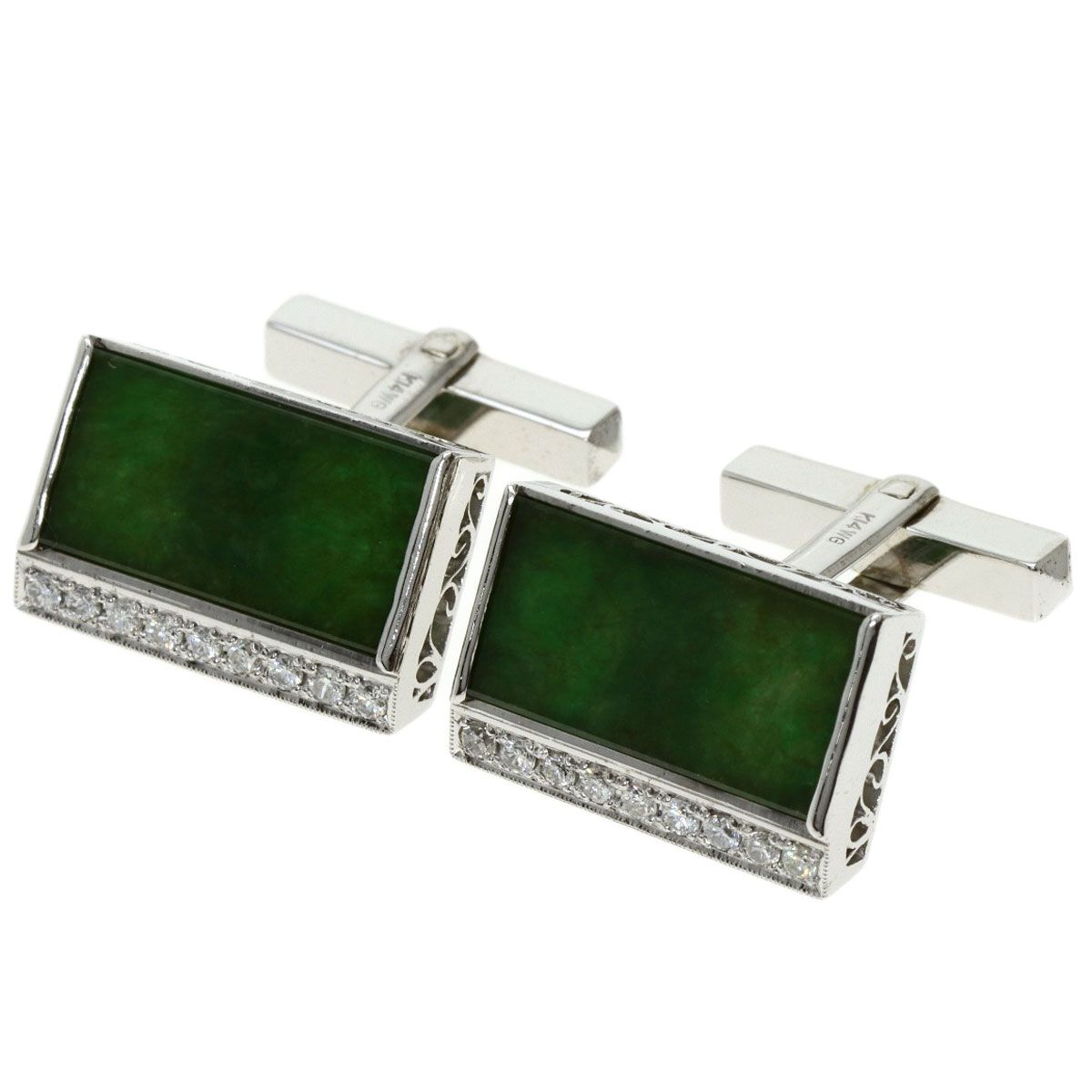 k14WGカフス、ダイヤ、エメラルド k14WGカフス、ダイヤ、エメラルド