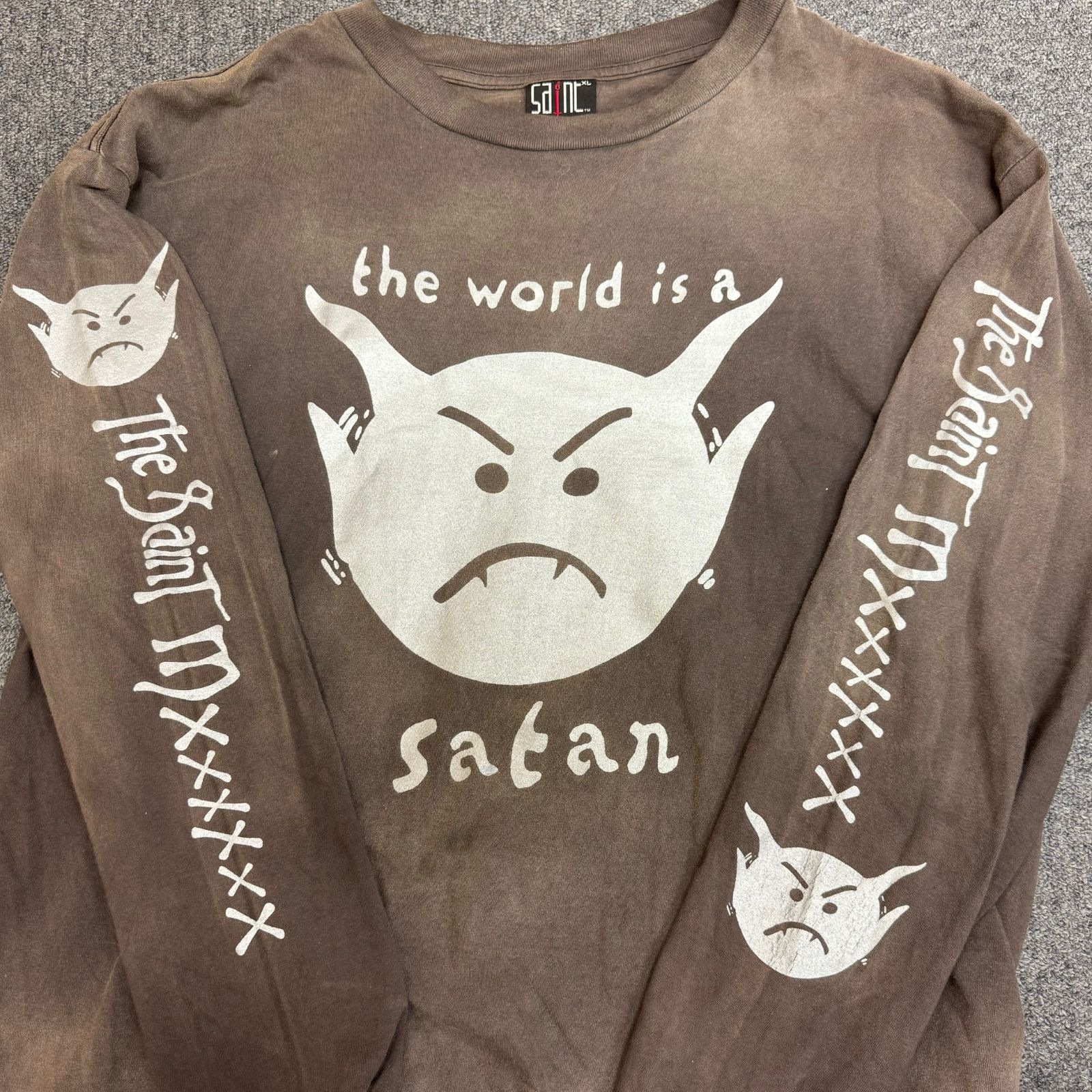 定価29700円 SAINT MICHAEL 21AW Satan Long Sleeve Tee サタン ロング スリーブ Tシャツ セントマイケル  SM-A21-0000-025 チャコール XL 62881A6 - メルカリ