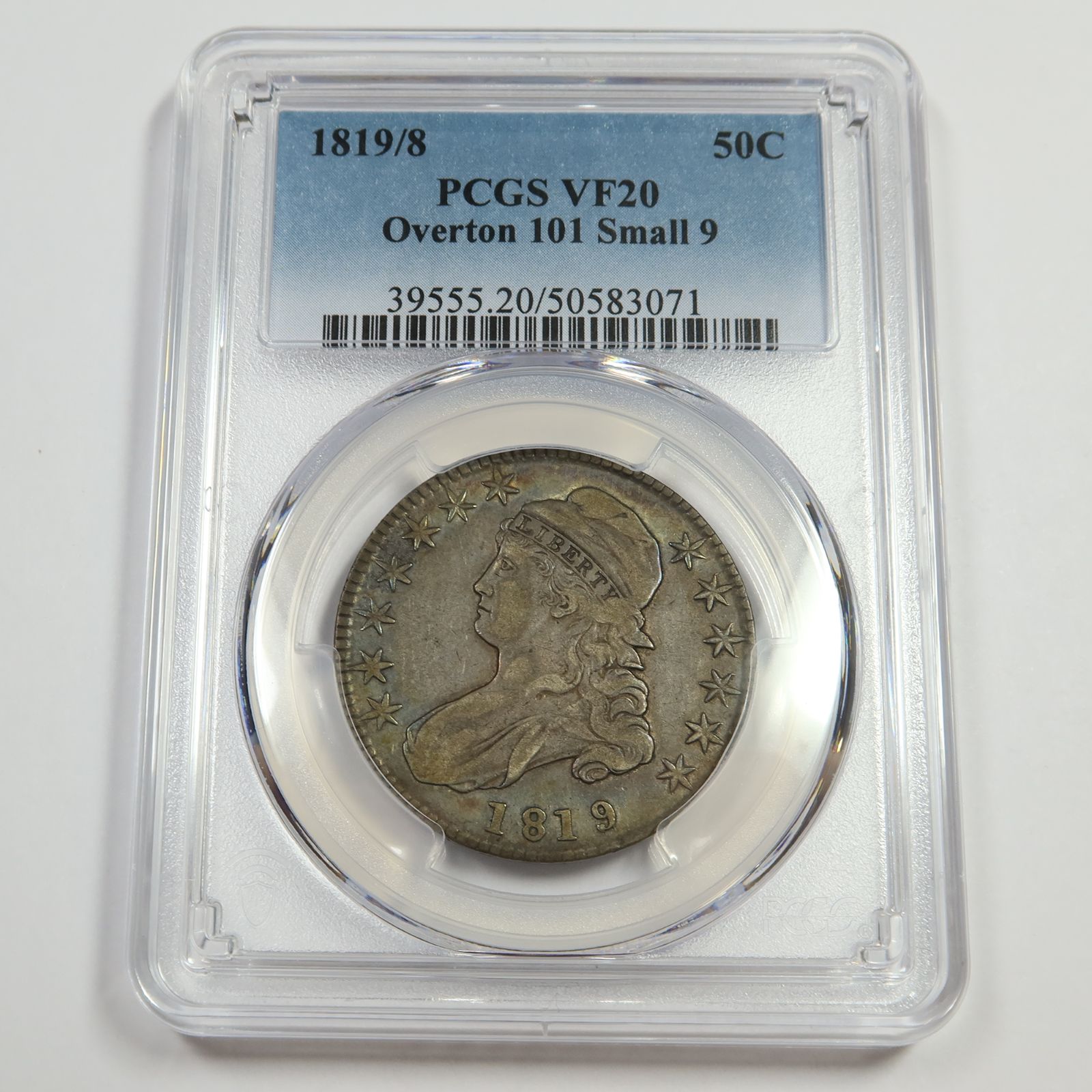 1819|8 PCGS VF20 - Overton 101 Small 9 - Capped Bt Half Dollar 50c Coin