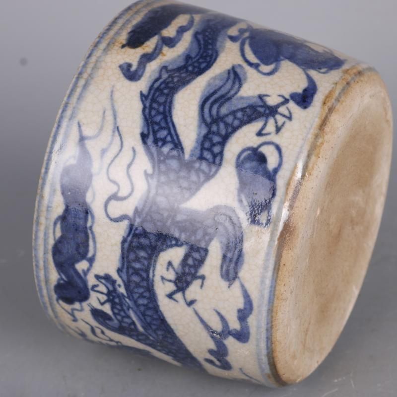 明嘉靖青花双雲竜紋香炉 景徳鎮 陶磁器 装飾品 現代工芸品 美術