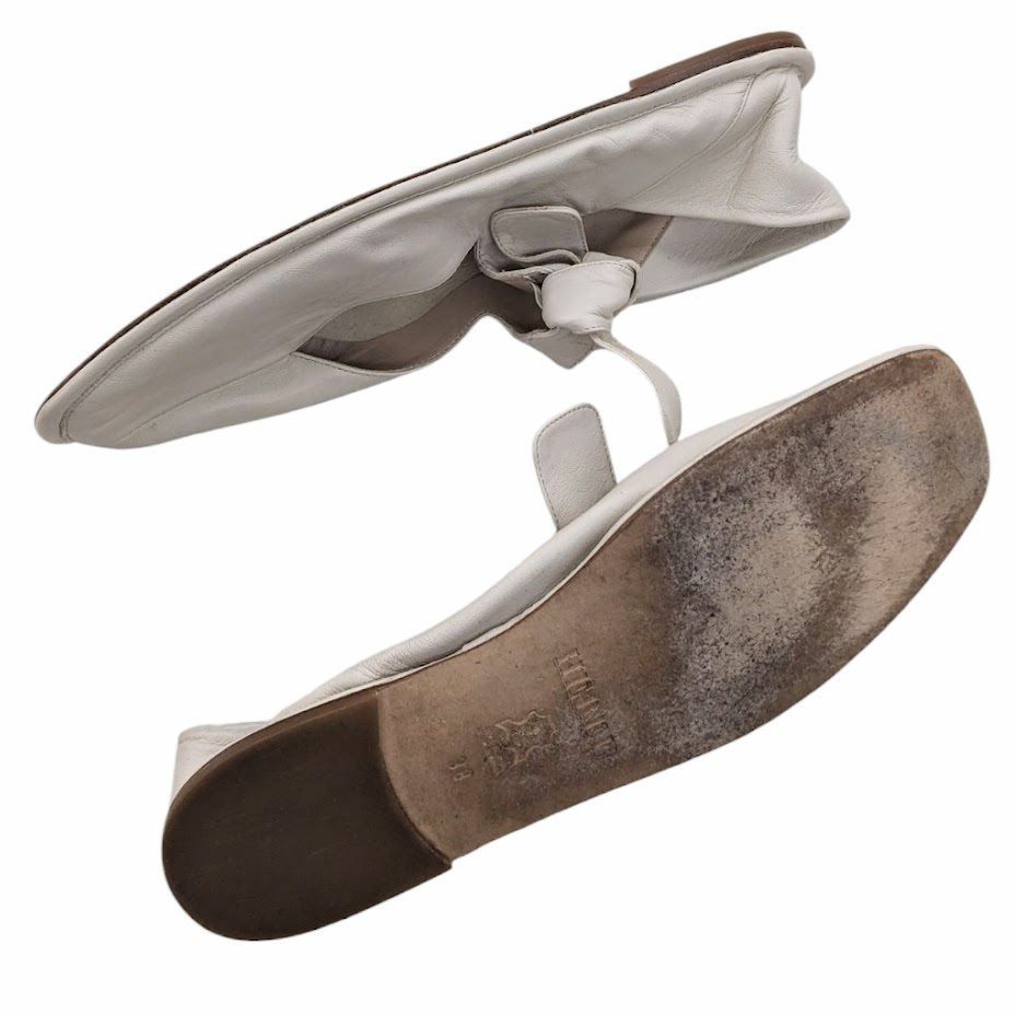 HEREU ヘリュー リボンレザーシューズ フラット イエロー 36