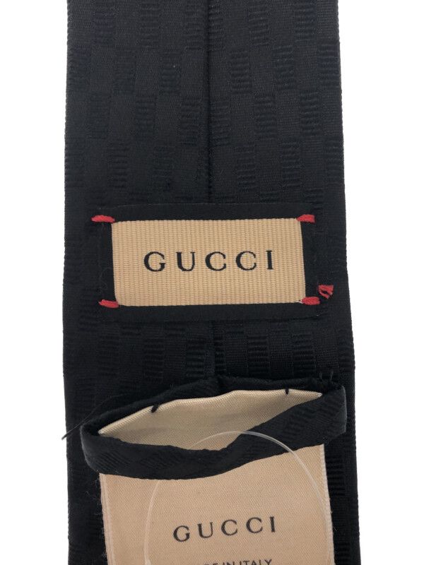 GUCCI グッチ ジオメトリック シルクジャカード ネクタイ ブラック