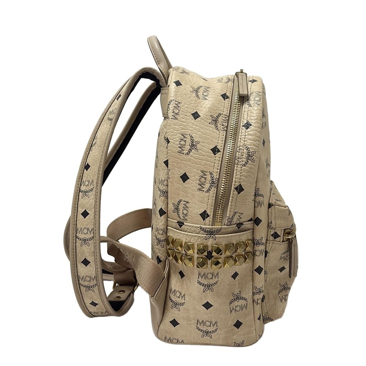 MCM エムシーエム リュックサック スタークヴィセトスバックパック MMK6SVE37IG001 ベージュ×黒 スタッズ